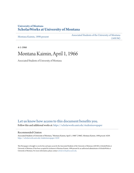 Montana Kaimin, April 1, 1966 Associated Students of University of Montana