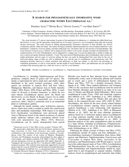 A Search for Phylogenetically Informative Wood Characters Within Lecythidaceae S.L.1