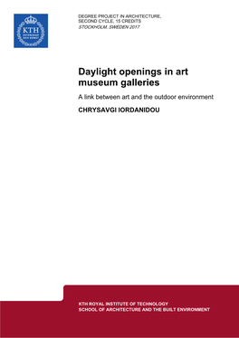 Daylight Openings in Art Museum Galleries a Link Between Art and the Outdoor Environment