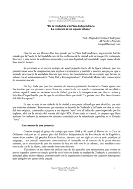 “De La Ciudadela a La Plaza Independencia. La Evolución De Un Espacio Urbano”