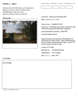 FORM a - AREA Assessor’S Sheets USGS Quad Area Letter Form Numbers in Area