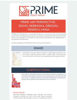 Prime-Ary Perspective: Idaho, Nebraska, Oregon, Pennsylvania