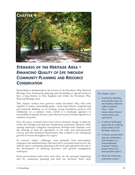 Stewards of the Heritage Area Enhancing Quality Of