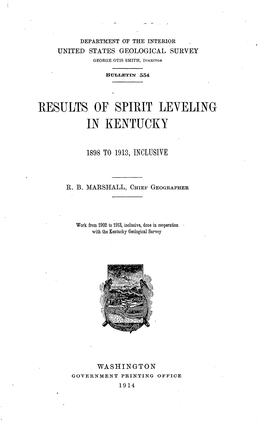 Results of Spirit Leveling in Kentucky