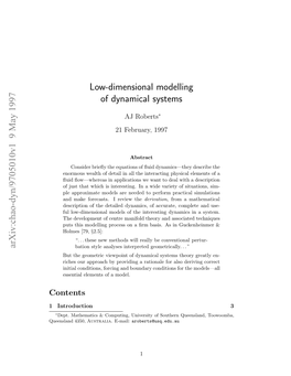 Low-Dimensional Modelling of Dynamical Systems