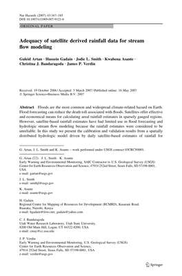 Adequacy of Satellite Derived Rainfall Data for Stream Flow Modeling