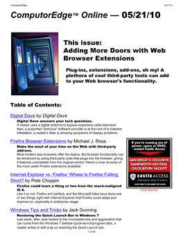 Computoredge™ Online — 05/21/10