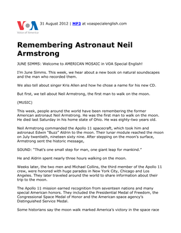 Remembering Astronaut Neil Armstrong