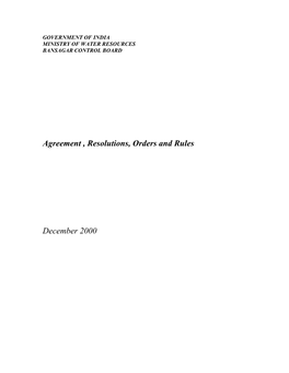 10. Bansagar Control Board, Agreement, Resolutions, Orders