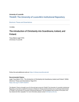 The Introduction of Christianity Into Scandinavia, Iceland, and Finland