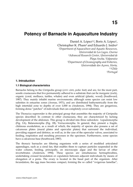 Potency of Barnacle in Aquaculture Industry