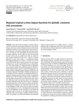 Regional Tropical Cyclone Impact Functions for Globally Consistent Risk Assessments