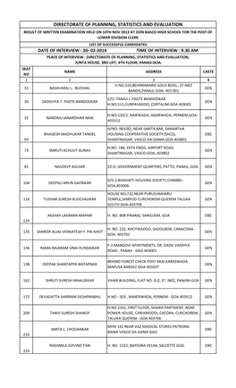 Directorate of Planning, Statistics and Evaluation