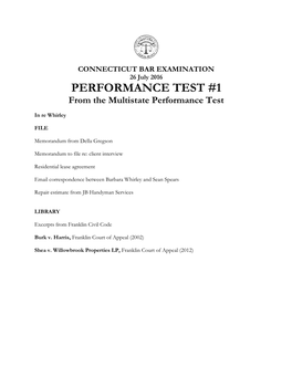 July 2016 MPT & MEE Questions