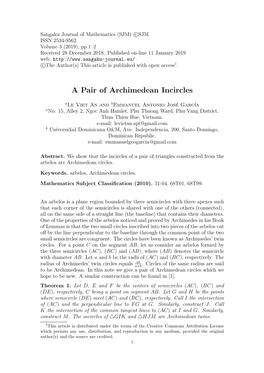 A Pair of Archimedean Incircles