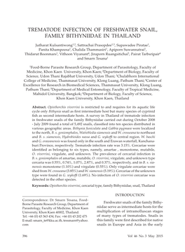 Trematode Infection of Freshwater Snail, Family Bithyniidae in Thailand