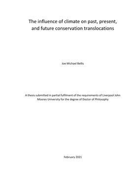 The Influence of Climate on Past, Present, and Future Conservation Translocations