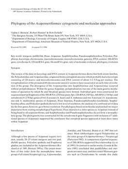 Phylogeny of the Acipenseriformes: Cytogenetic and Molecular Approaches