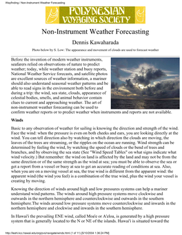 Wayfinding / Non-Instrument Weather Forecasting