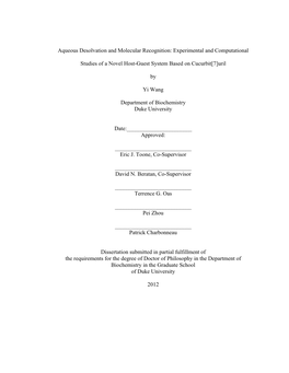 Aqueous Desolvation and Molecular Recognition: Experimental and Computational