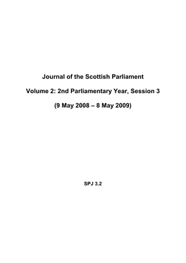 Journal of the Scottish Parliament Volume 2: 2Nd Parliamentary Year