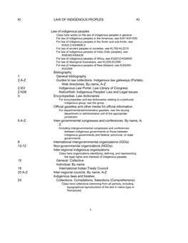 KI LAW of INDIGENOUS PEOPLES KI Law of Indigenous Peoples Bibliography 1 General Bibliography 2.A-Z Guides to Law Collections. I