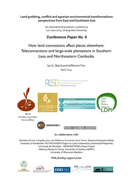 How Land Concessions Affect Places Elsewhere: Teleconnections and Large-Scale Plantations in Southern Laos and Northeastern Cambodia