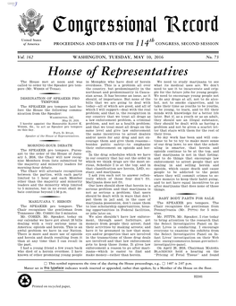 Congressional Record United States Th of America PROCEEDINGS and DEBATES of the 114 CONGRESS, SECOND SESSION