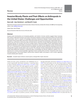 Invasive Woody Plants and Their Effects on Arthropods in the United