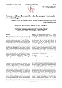 Assessment of Lyme Disease Risk by Using The