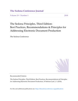 The Sedona Principles, Third Edition: Best Practices, Recommendations & Principles for Addressing Electronic Document Production