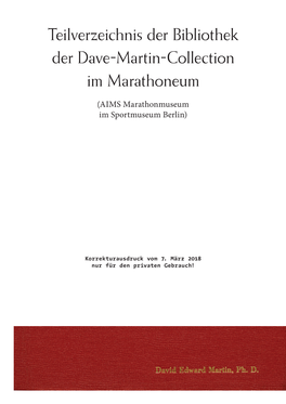 Teilverzeichnis Der Bibliothek Der Dave-Martin-Collection Im Marathoneum