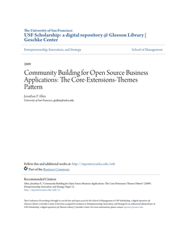 Community Building for Open Source Business Applications: the Core-Extensions-Themes Pattern