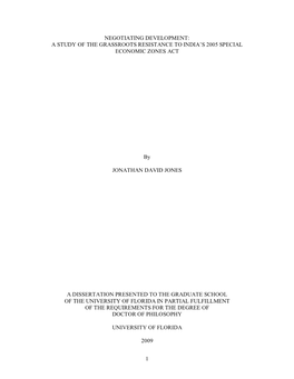 Negotiating Development: a Study of the Grassroots Resistance to India’S 2005 Special Economic Zones Act