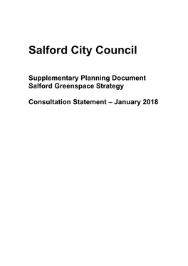 Supplementary Planning Document Salford Greenspace Strategy