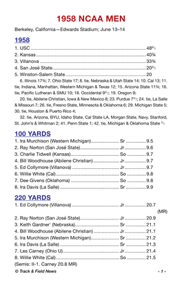 1958 NCAA MEN Berkeley, California—Edwards Stadium; June 13–14 1958 6/ 1