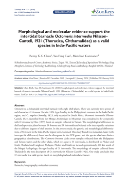 ﻿Morphological and Molecular Evidence Support the Intertidal