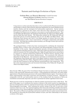 Tectonic and Geologic Evolution of Syria