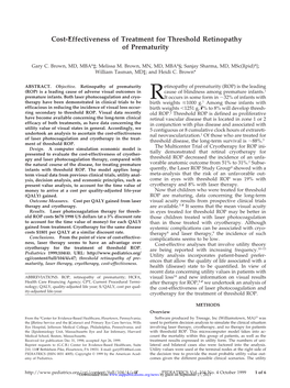 Retinopathy of Prematurity (ROP) Is the Leading