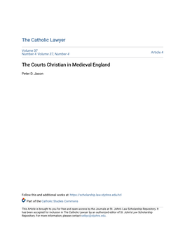 The Courts Christian in Medieval England