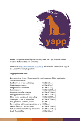 Yapp Reader Book and Digital Media Studies Master's Programme, Leiden University 2012-2013