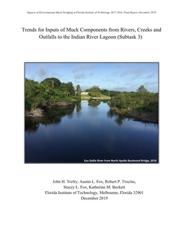 Trends for Inputs of Muck Components from Rivers, Creeks and Outfalls to the Indian River Lagoon (Subtask 3)