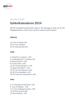 Sykkelkalenderen 2014