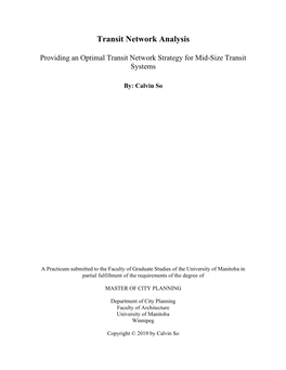 Transit Network Analysis