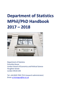 Department of Statistics Mphil/Phd Handbook 2017 – 2018