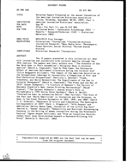 DOCUMENT RESUME ED 396 326 CS 215 381 TITLE Selected Papers