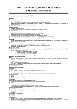 Part I. Individual Neuromuscular Disorders 1