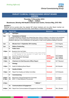 Dudley Clinical Commissioning Group Board Agenda