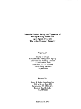 Methods Used to Survey the Vegetation of Orange County Parks and Open Space Areas and the Irvine Company Property