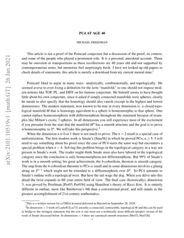 Arxiv:2101.10519V1 [Math.GT] 26 Jan 2021 Fyupeuefo H Tr Httemanifold the That Start S the You from Dimensions Presume All You in If 7-Spheres